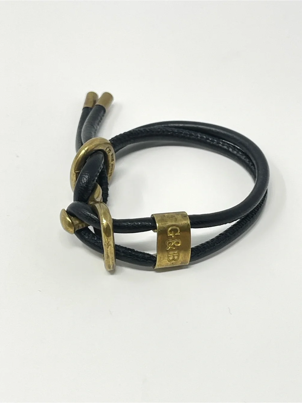 New Anthropologie x Giles Brothers Round Leather Wrap Bracelet Black